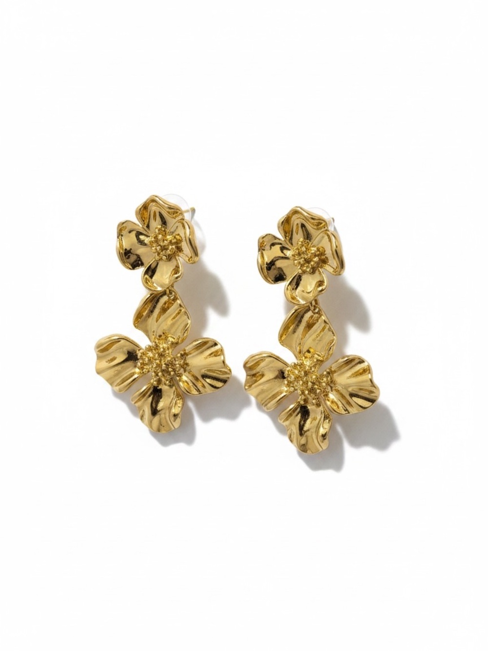 Gold Floral Drop Earrings - Women Jewelry